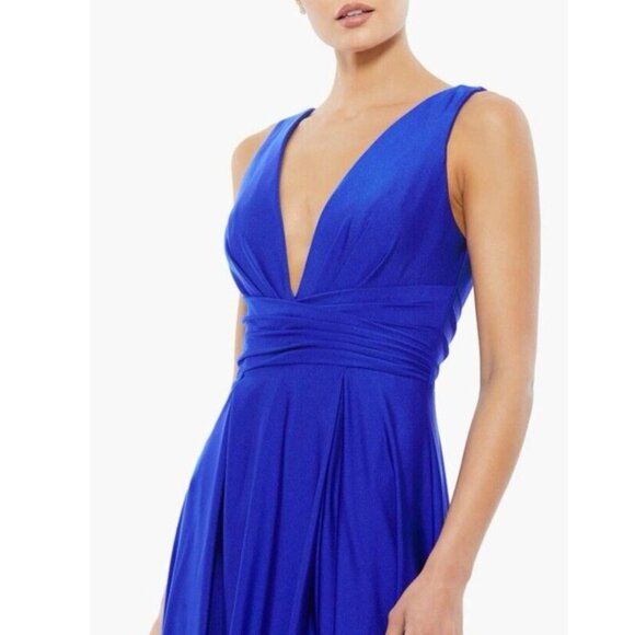 Mac Duggal Long Formal V Front Back Gown Dress 14 Royal Blue NWT $398 - Picture 5 of 14